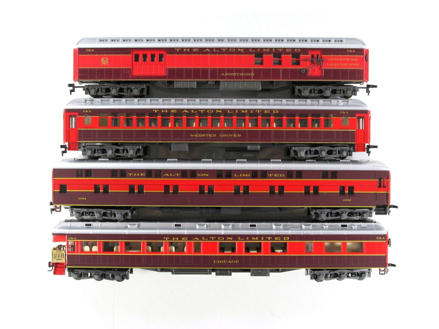 HO Scale ***CHICAGO ALTON*** 1920s Heavyweight Passenger Set B -- Rivarossi 6913