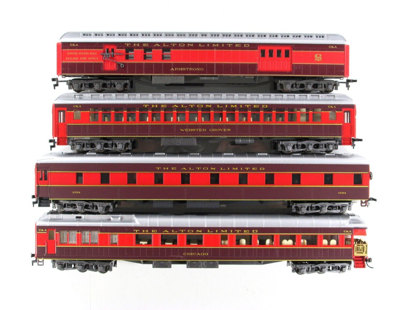HO Scale ***CHICAGO ALTON*** 1920s Heavyweight Passenger Set B -- Rivarossi 6913