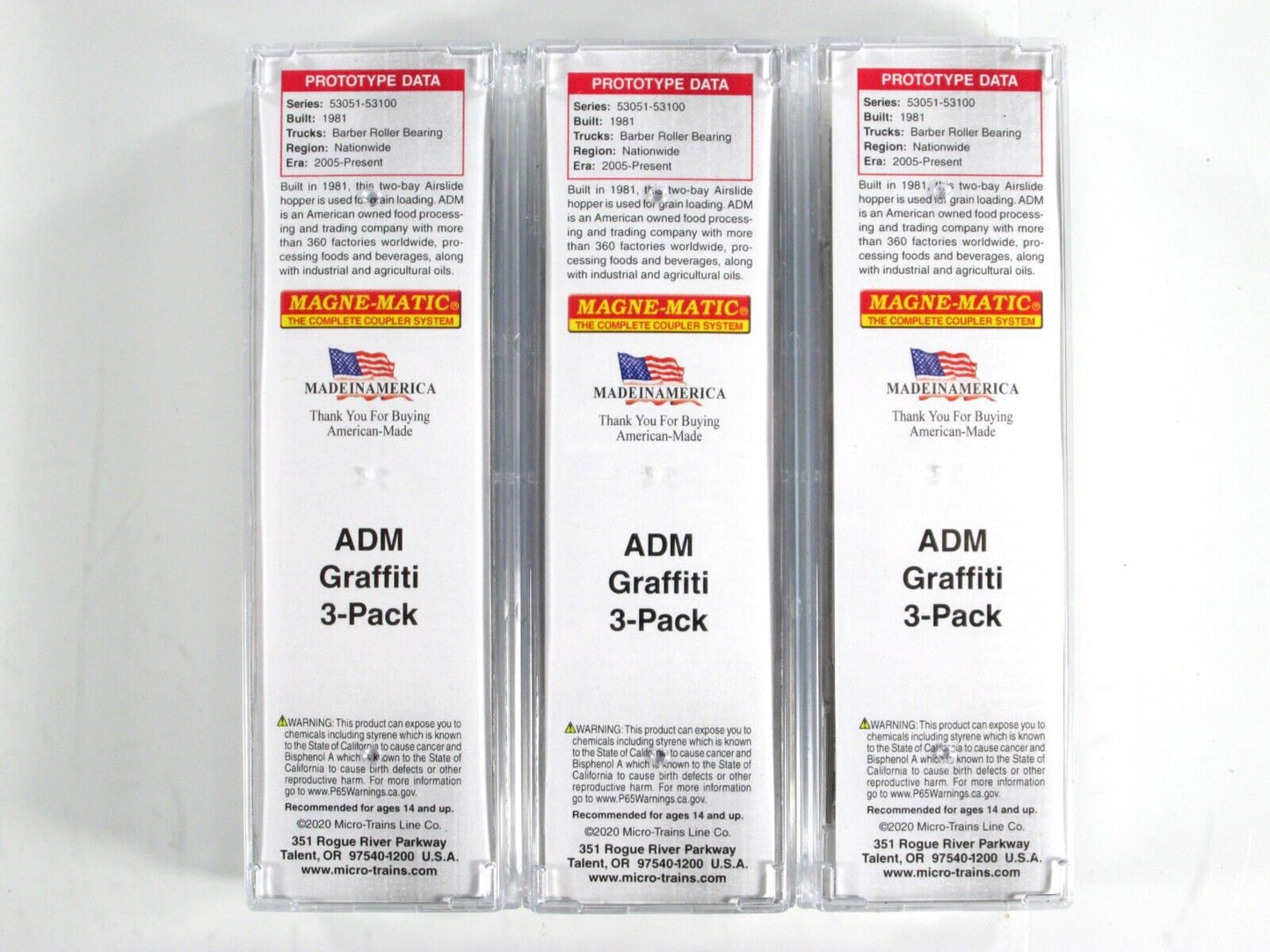 N Scale ***ADMX*** Weathered & Graffiti Hopper 3-Pack Set -Micro Trains 99305720