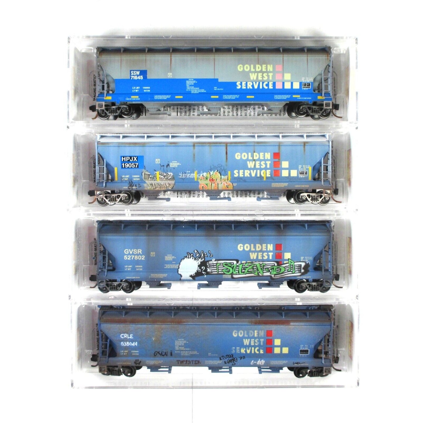N Scale **GOLDEN WEST** Weathered & Graffiti Hopper Pack - Micro Trains 99305280