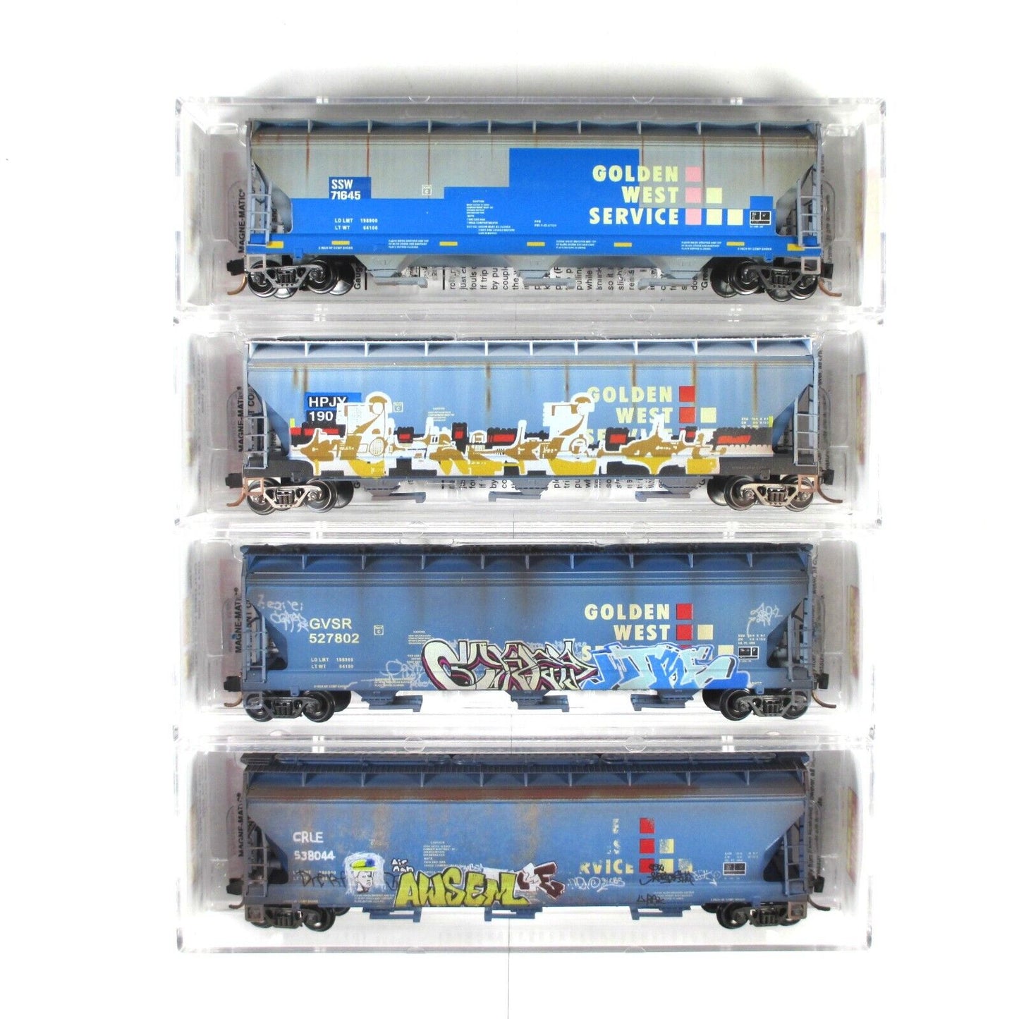 N Scale **GOLDEN WEST** Weathered & Graffiti Hopper Pack - Micro Trains 99305280