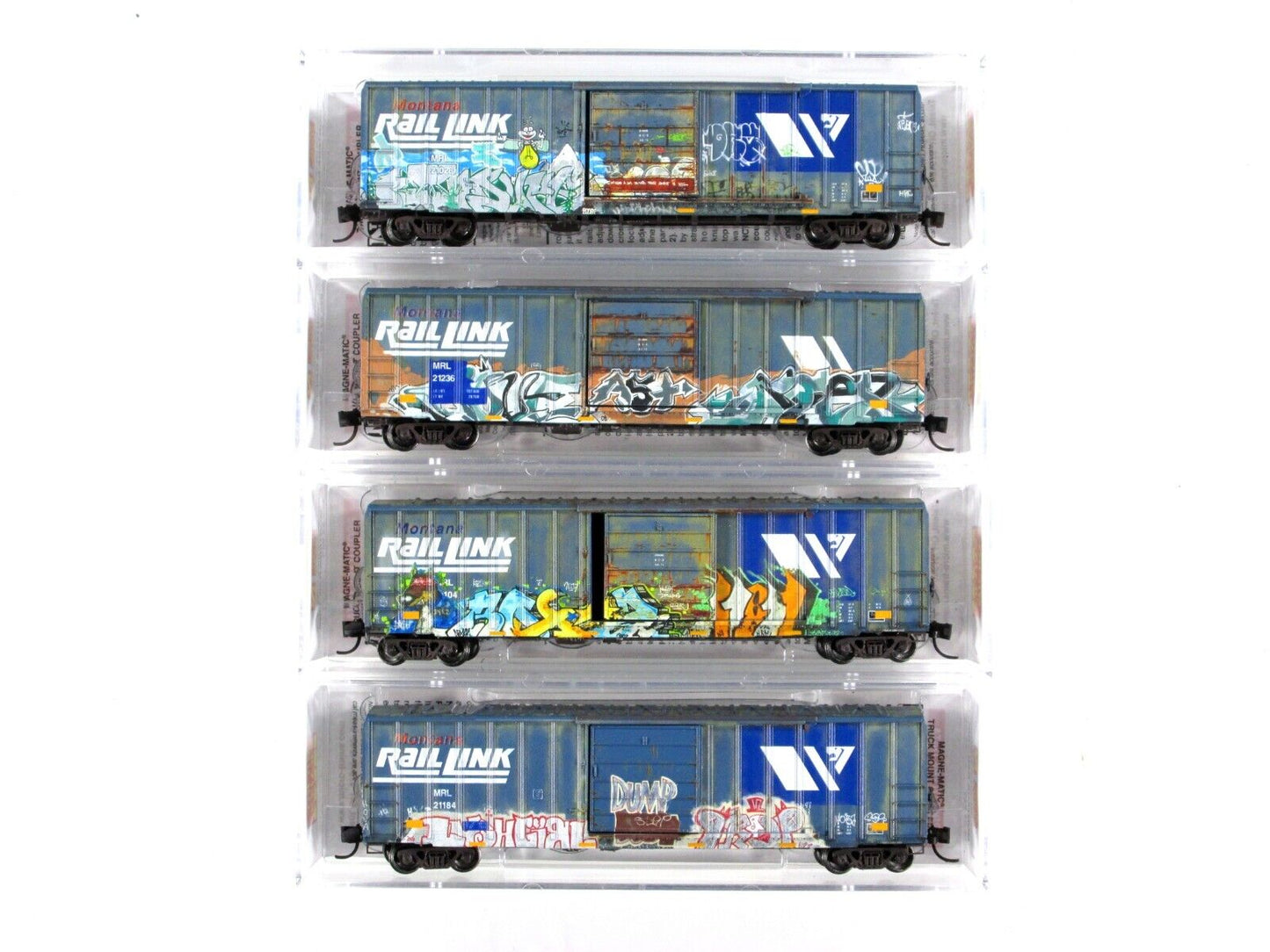 N Scale **MONTANA RAIL LINK** Weathered 50' Box Car Pack - Micro Trains 99305670