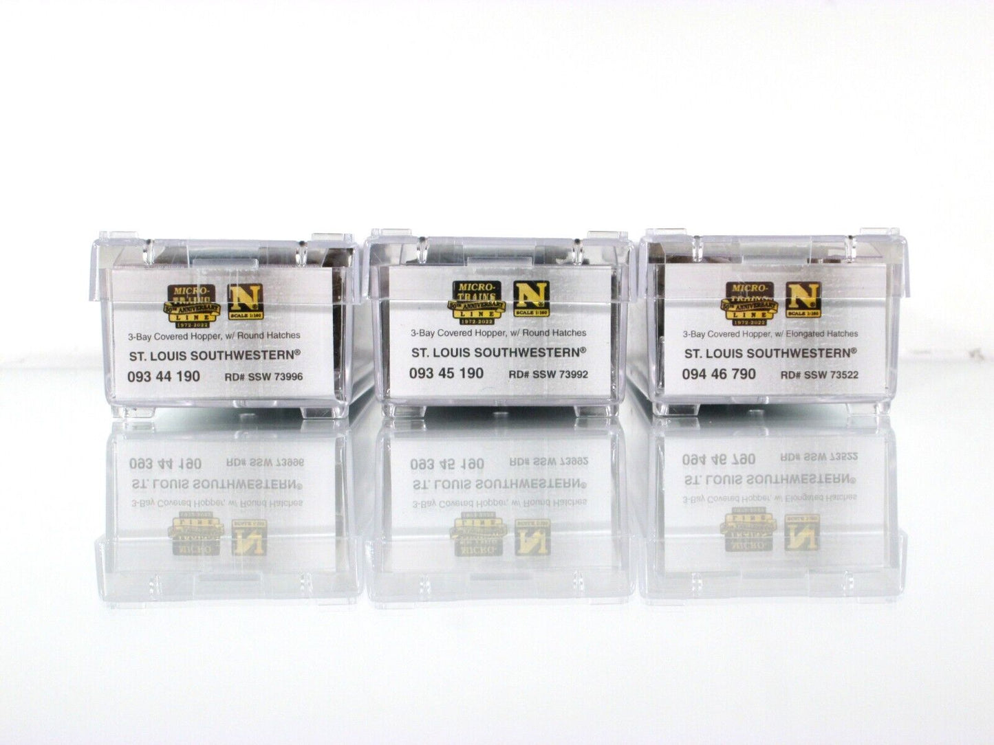 N Scale **COTTON BELT, GOLDEN WEST** Weathered Hopper Set -Micro Trains 98305029