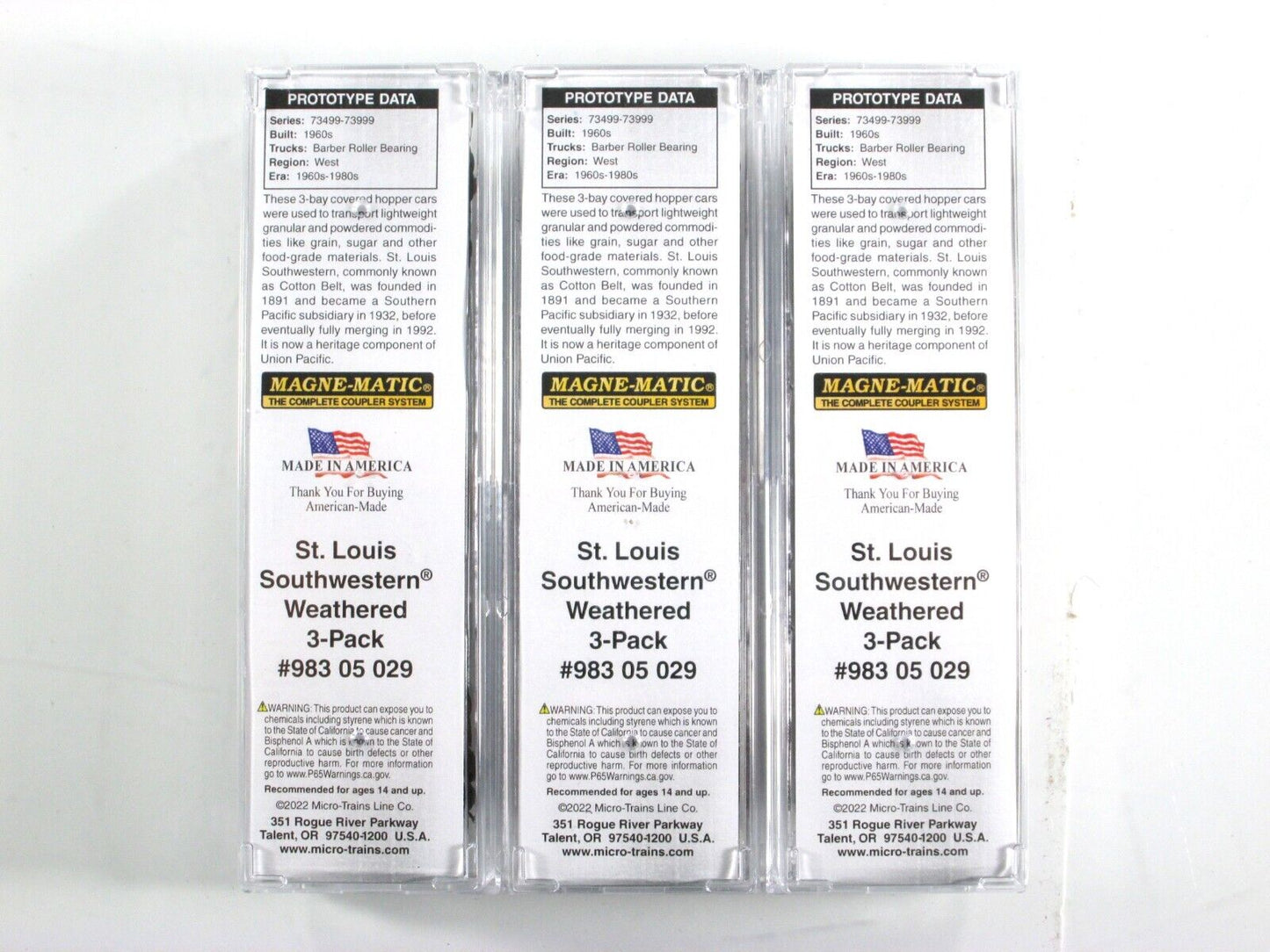 N Scale **COTTON BELT, GOLDEN WEST** Weathered Hopper Set -Micro Trains 98305029