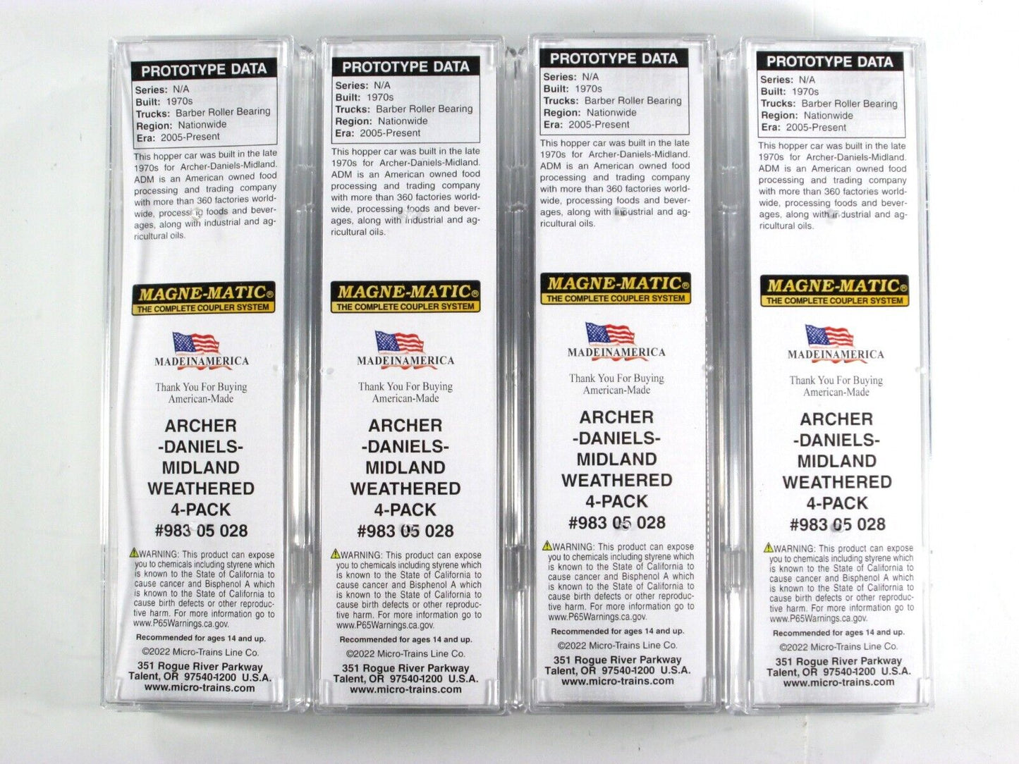 N Scale **ADM** Weathered & Graffiti Hopper 4-Pack Set --- Micro Trains 98305028