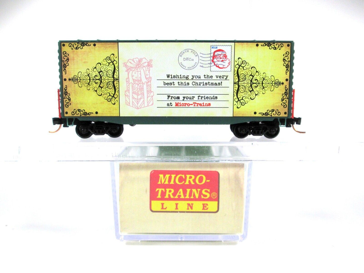 N Scale VINTAGE CHRISTMAS POSTCARD **Magical Greeting** Box Car -- MTL 10100819