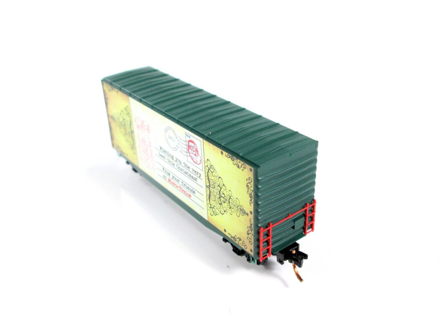 N Scale VINTAGE CHRISTMAS POSTCARD **Magical Greeting** Box Car -- MTL 10100819
