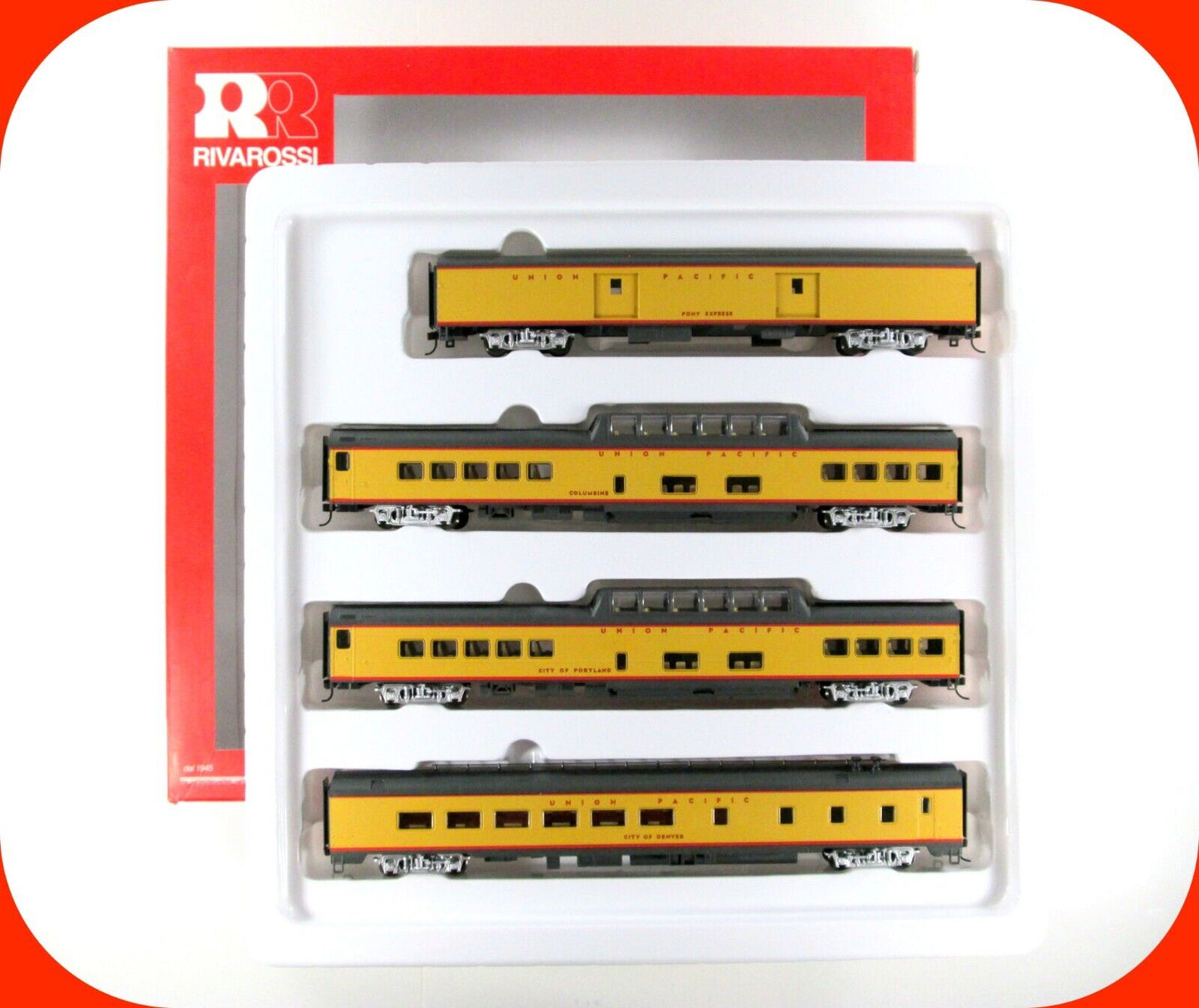 HO Scale *UNION PACIFIC EXCURSION* Passenger Set B -Rivarossi R6998, Knuckle Cpl