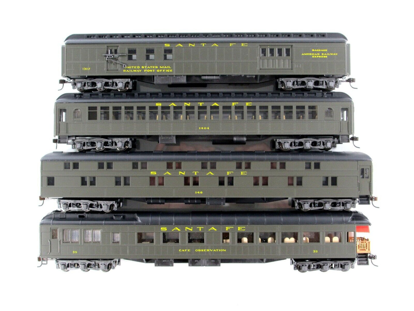 HO Scale ***SANTA FE*** 1920s Passenger Set B - Rivarossi 6915, Knuckle Cplrs