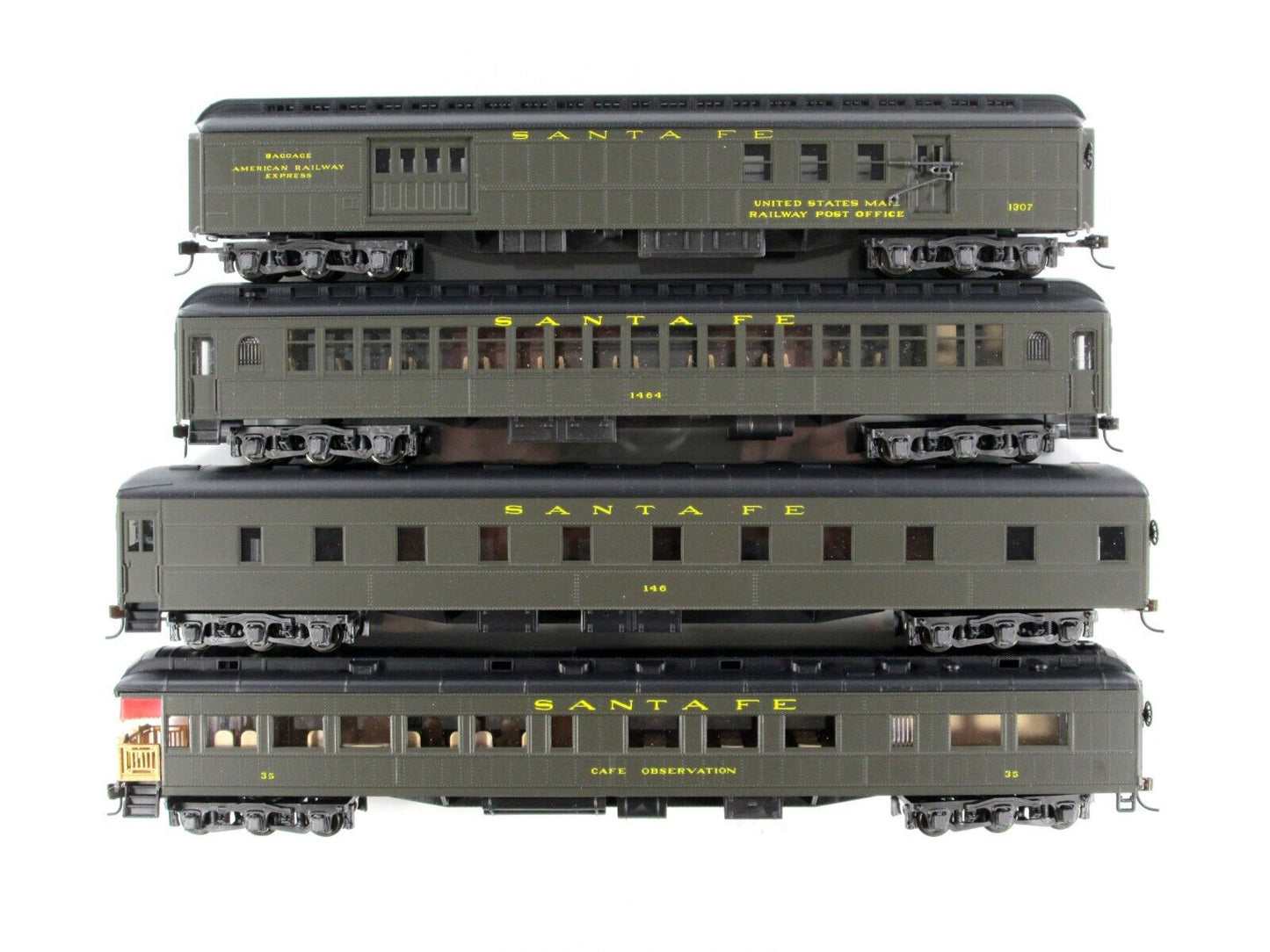 HO Scale ***SANTA FE*** 1920s Passenger Set B - Rivarossi 6915, Knuckle Cplrs