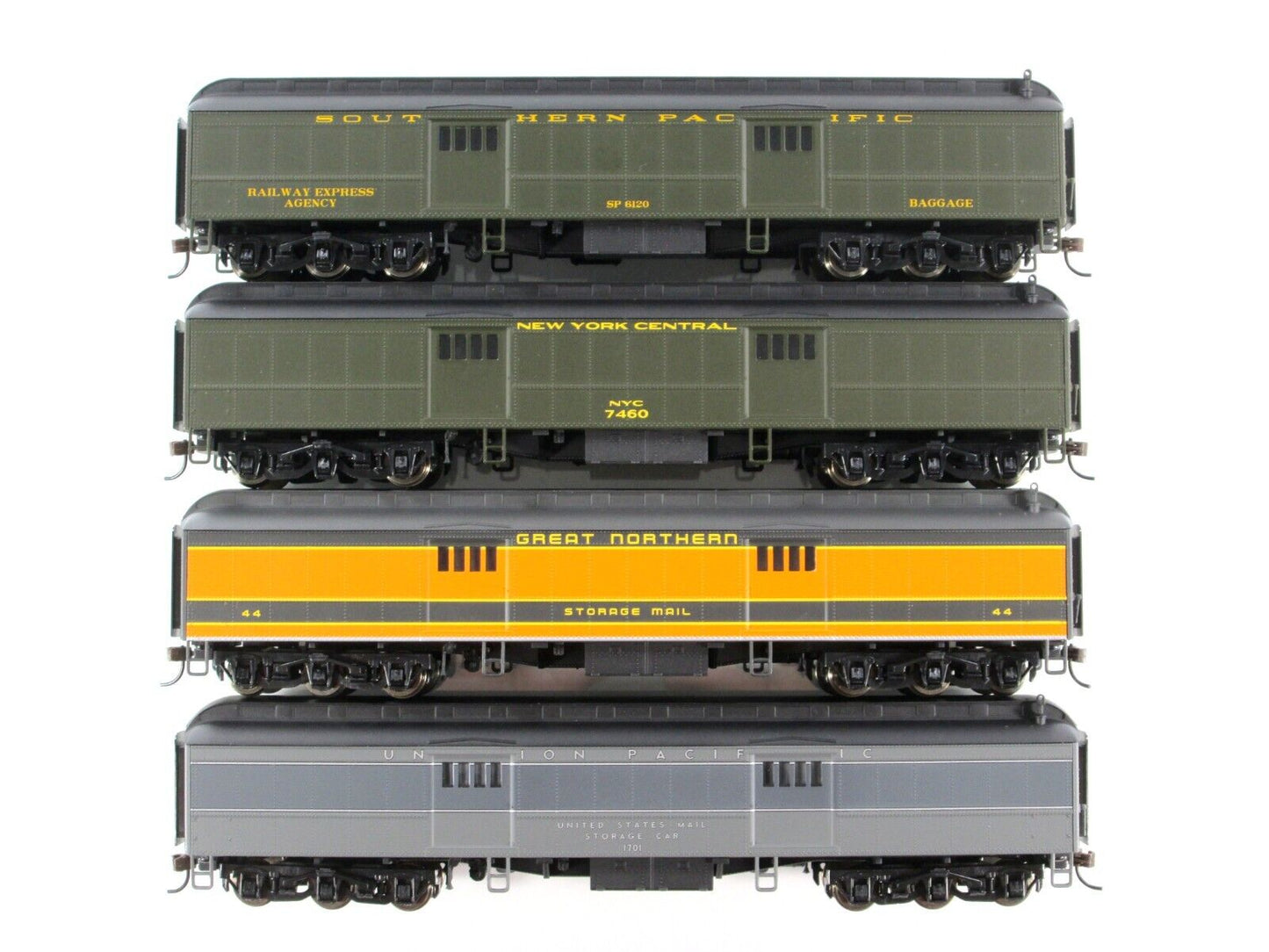 HO Scale ***NYC, SP, GN, UP*** 60' Baggage Set - Rivarossi RT6002xx, Knuckle Cpl