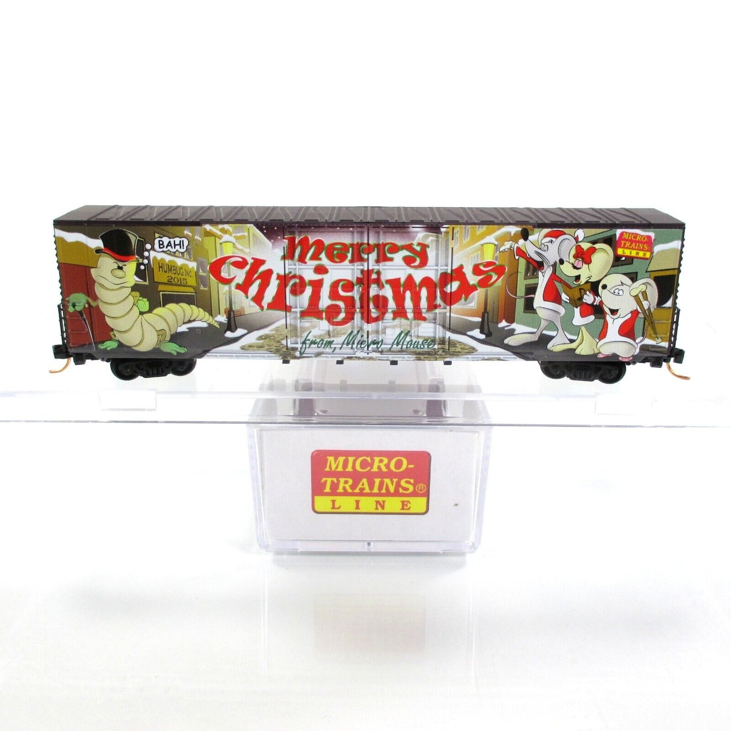 N Scale **MERRY CHRISTMAS 2015** 60' Box Car *BAH HUMBUG* -Micro Trains 10200110