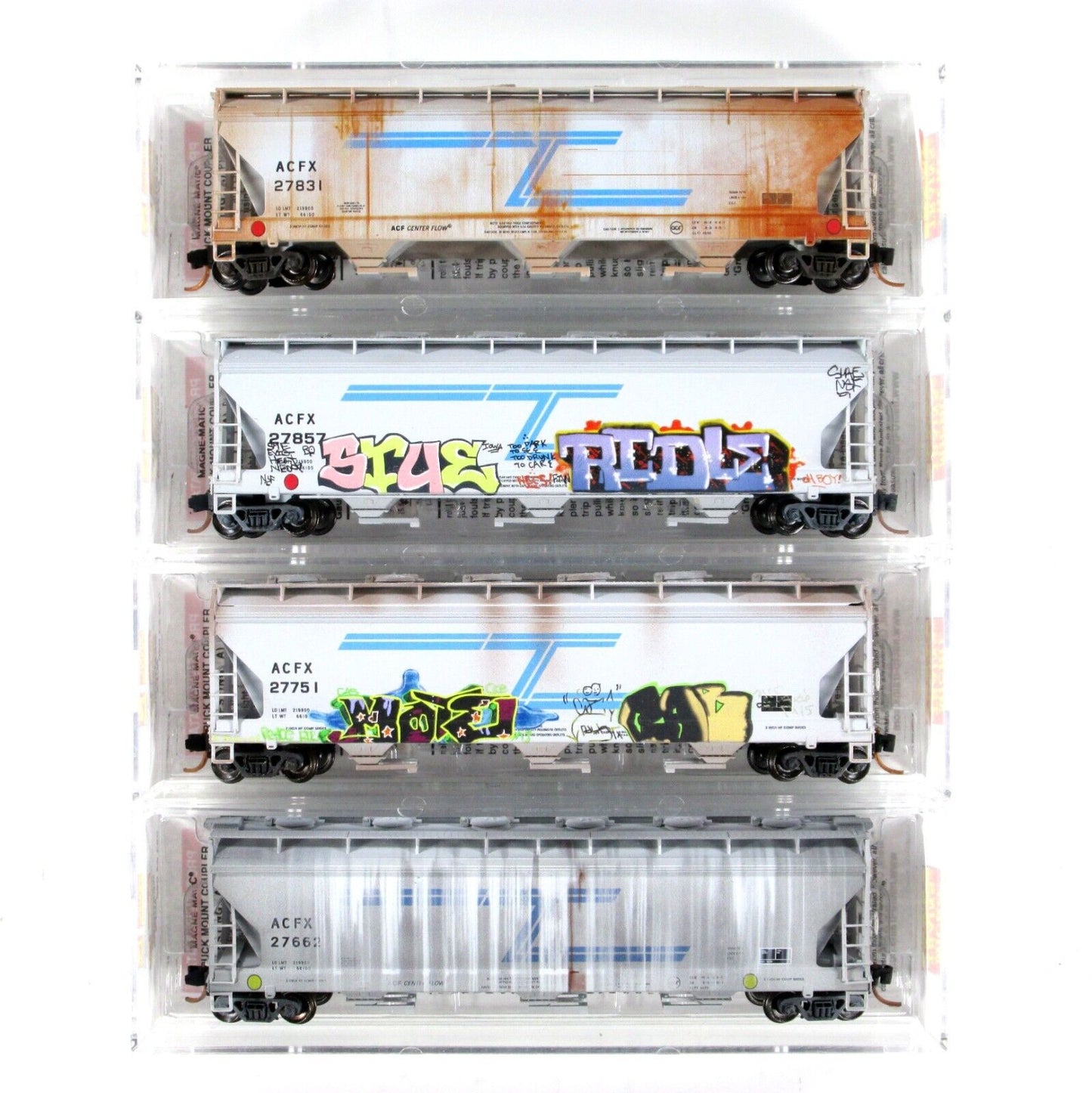 N Scale **ACFX** Weathered & Graffiti Hopper 4-Pack Set - Micro Trains 99305290