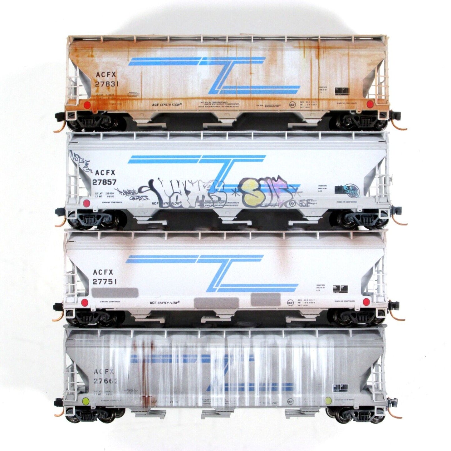 N Scale **ACFX** Weathered & Graffiti Hopper 4-Pack Set - Micro Trains 99305290