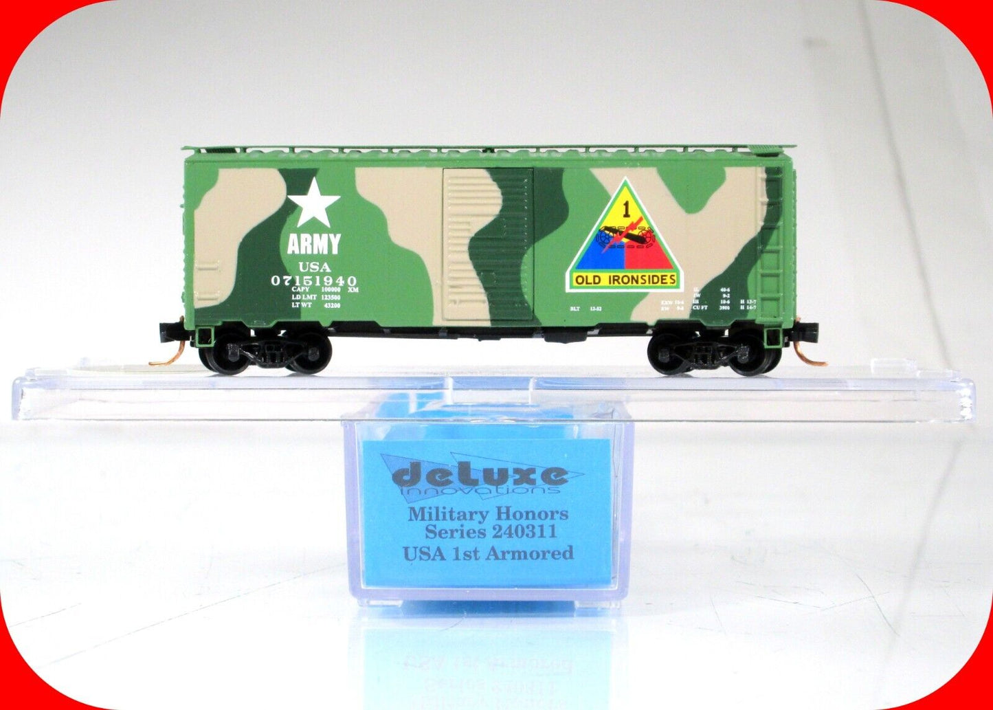 N Scale ***US ARMY OLD IRONSIDES*** 40' Box Car -- USA 07151940 -- DELUXE 240311