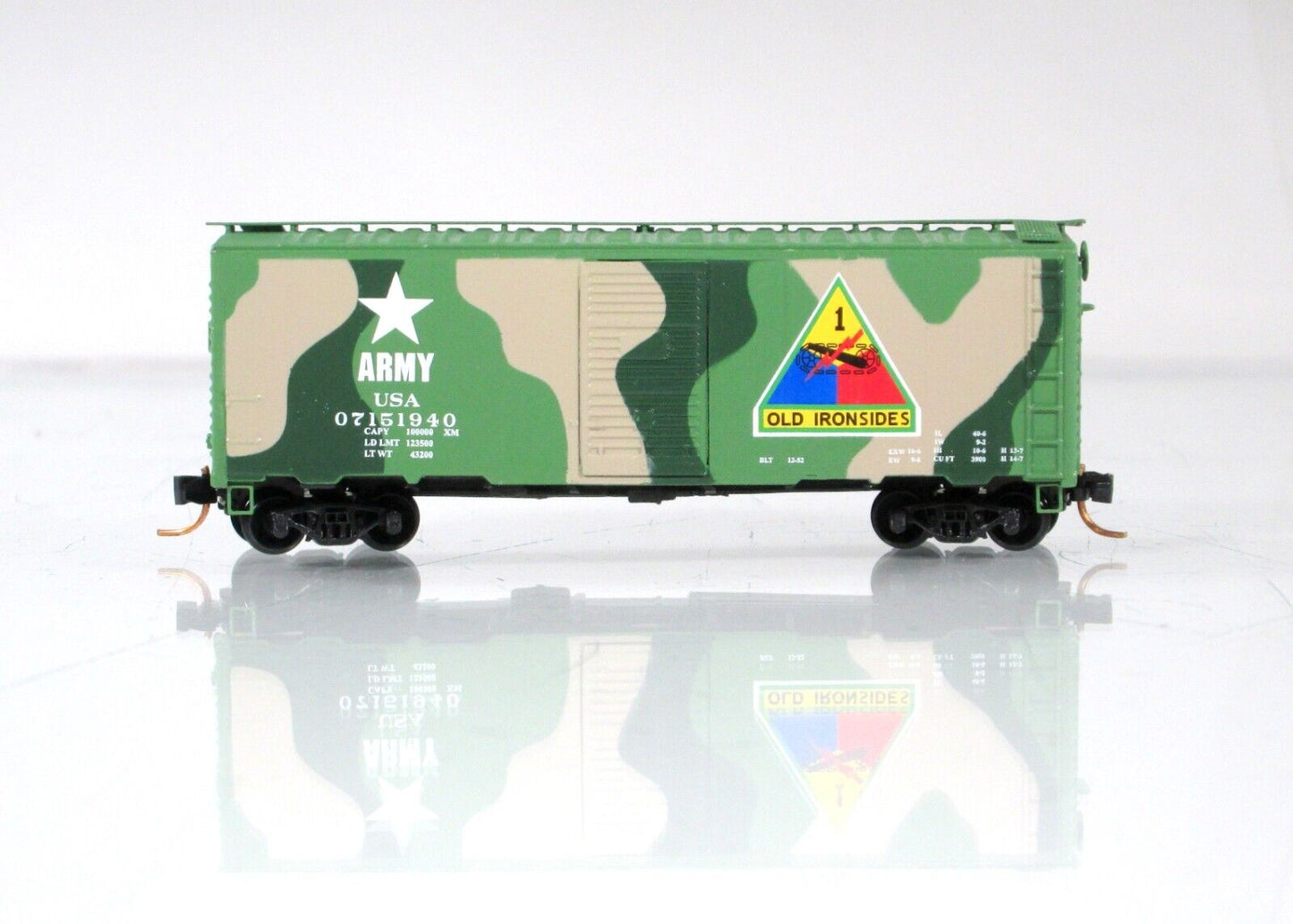N Scale ***US ARMY OLD IRONSIDES*** 40' Box Car -- USA 07151940 -- DELUXE 240311