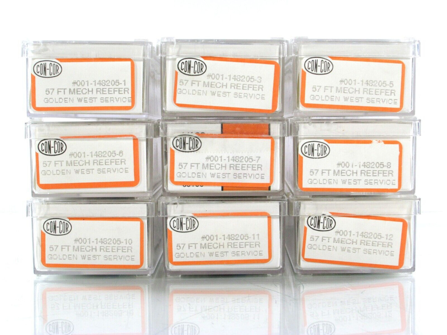 N Scale **GOLDEN WEST SERVICE** Reefer 9-Car Set - Con-Cor 148205, MTL Couplers