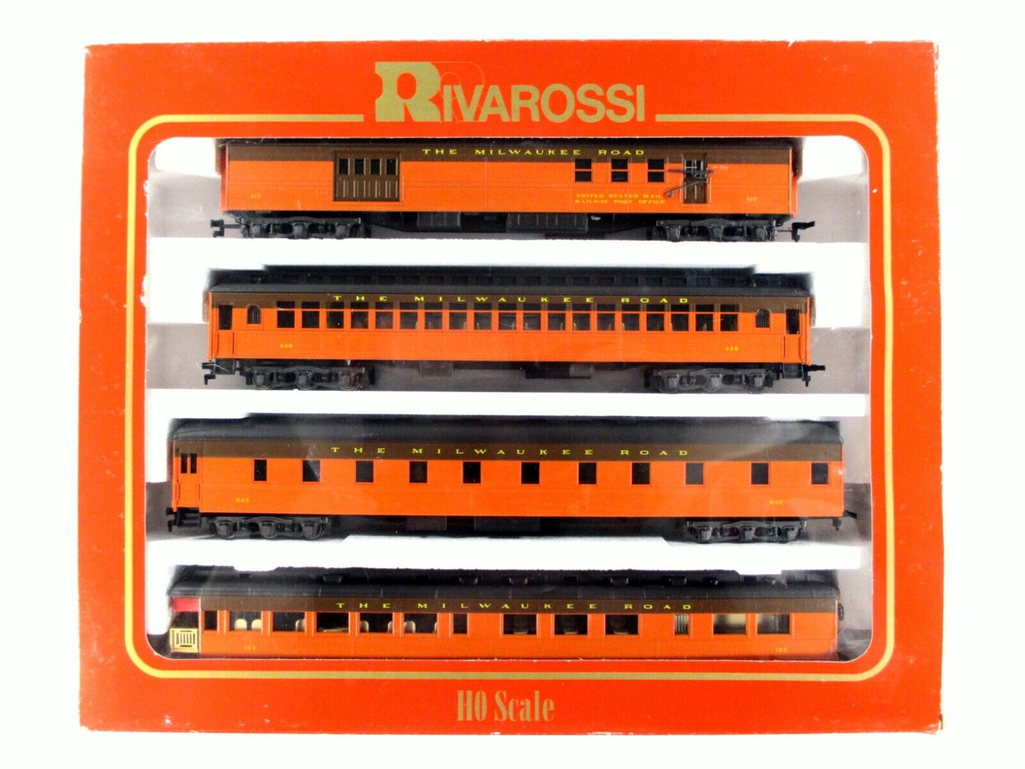 HO Scale MILWAUKEE ROAD 1920s Heavyweight 4-Passenger Car Set B - Rivarossi 6905
