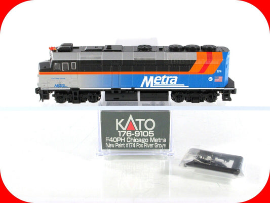 N Scale ***CHICAGO METRA*** EMD F40PH Locomotive #174 -- Kato 176-9105 **DCC Rdy