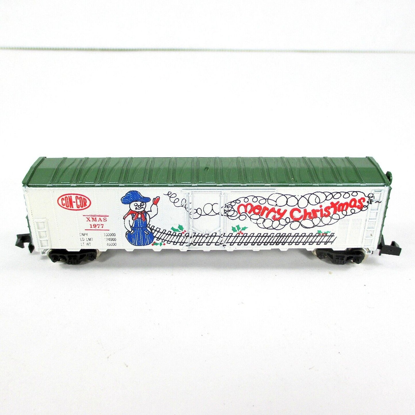 N Scale MERRY CHRISTMAS 50' Single Door Steel Box Car XMAS 1977 - Con-Cor CN77XM
