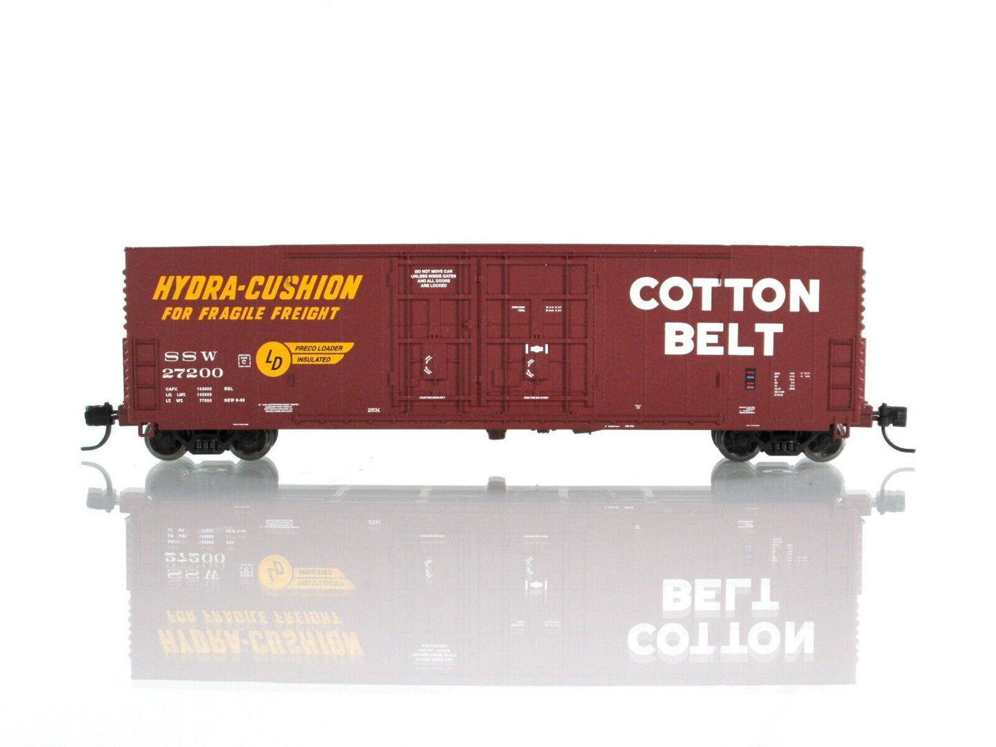 N Scale *COTTON BELT* 50' Insulated Cushion Box Car 8-Set - WHEELS of TIME *RARE