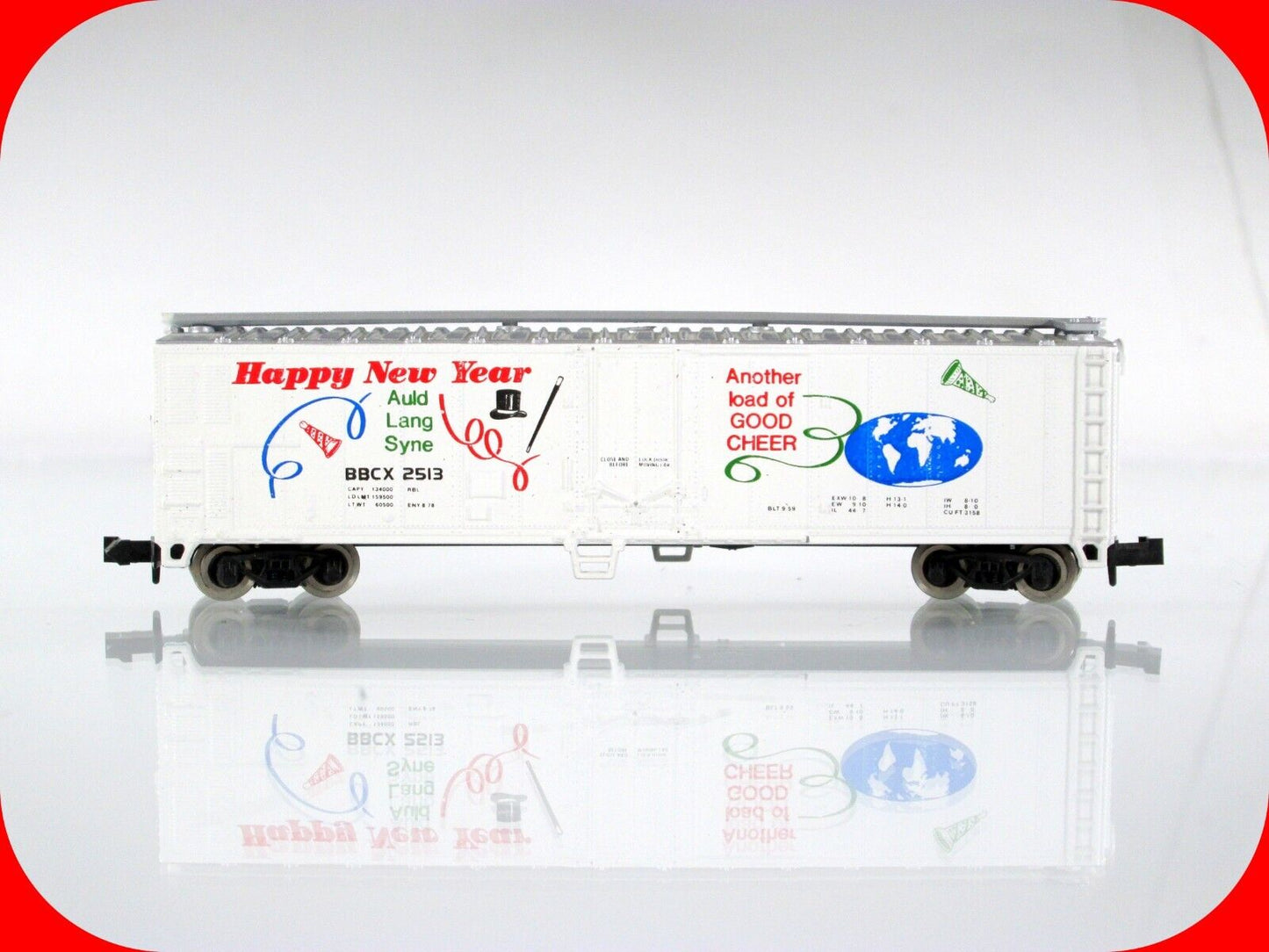 N Scale **HAPPY NEW YEAR** 50' Holiday Box Car, BBCX 2513 ------ Atlas / Bev-Bel