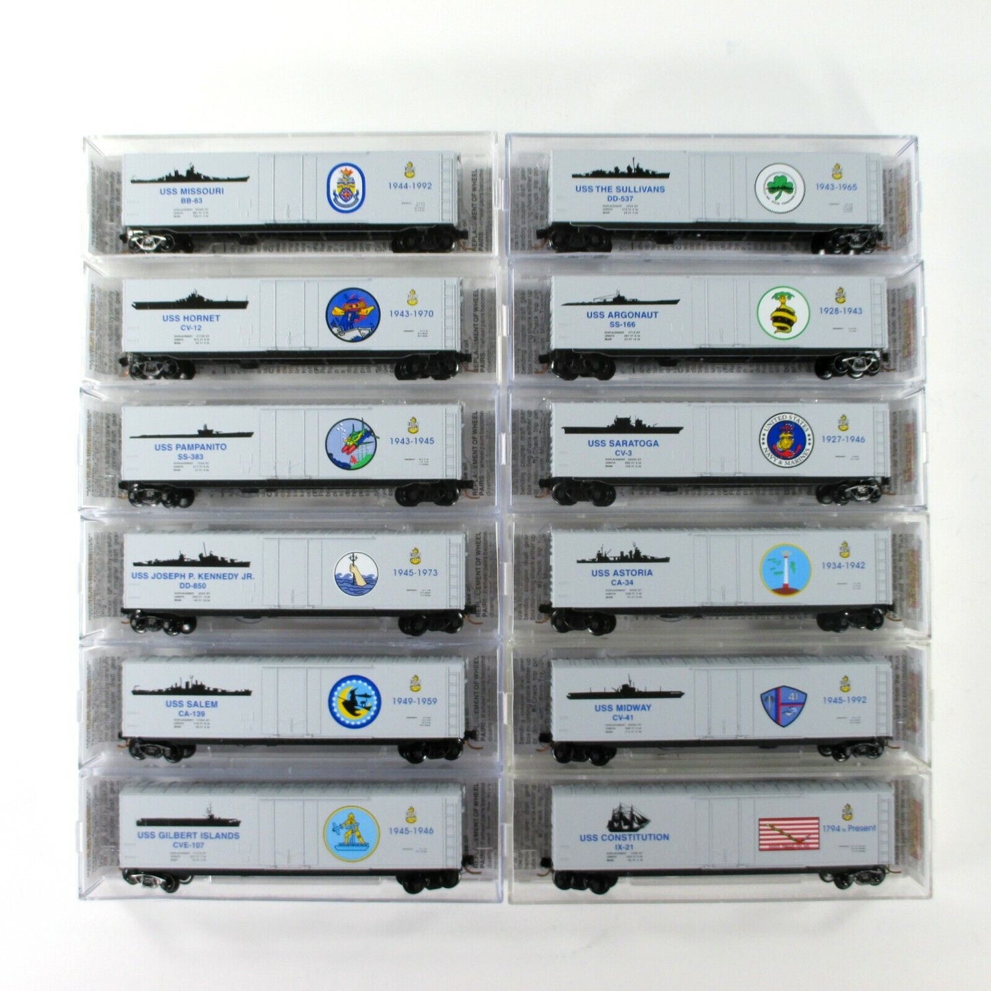 N Scale United States NAVY Ships Complete 12 Box Car Set - Micro Trains 03800400