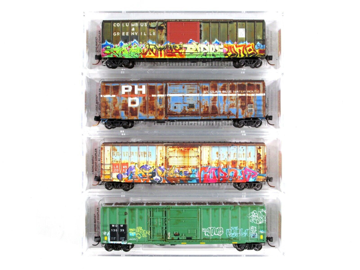 N Scale **Ex-PER DIEM** Weathered & Graffiti Box Car Set - Micro Trains 99305530