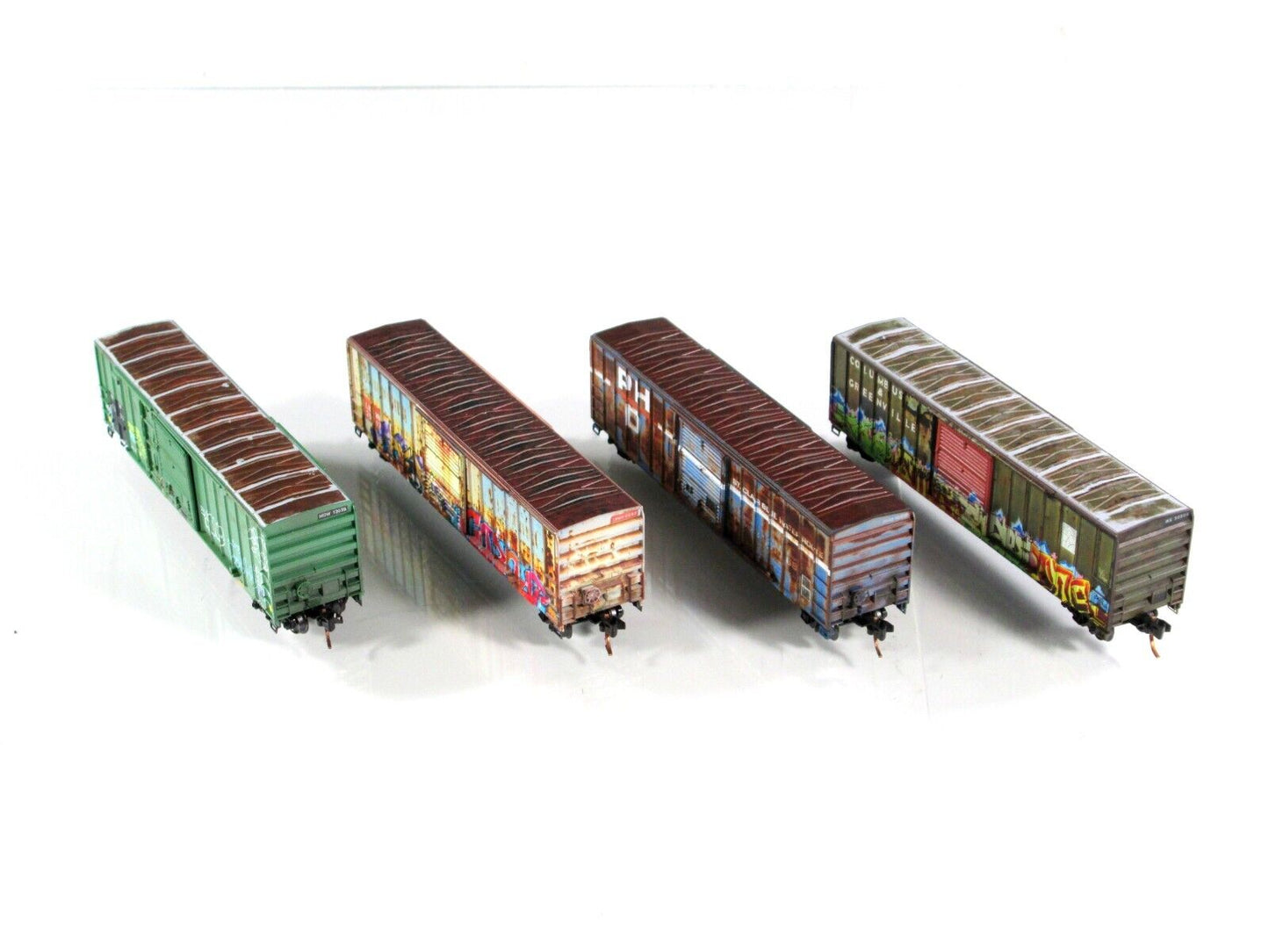 N Scale **Ex-PER DIEM** Weathered & Graffiti Box Car Set - Micro Trains 99305530