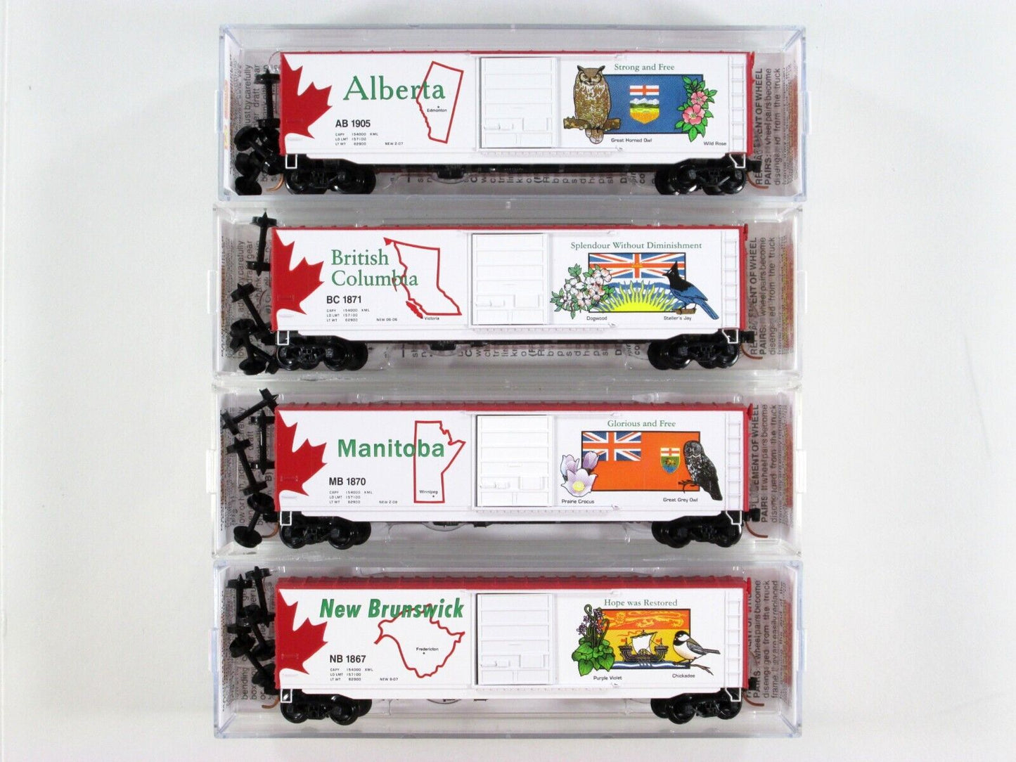 N Scale **CANADIAN 13 PROVINCE & TERRITORY** Full Box Car Set - Micro Trains