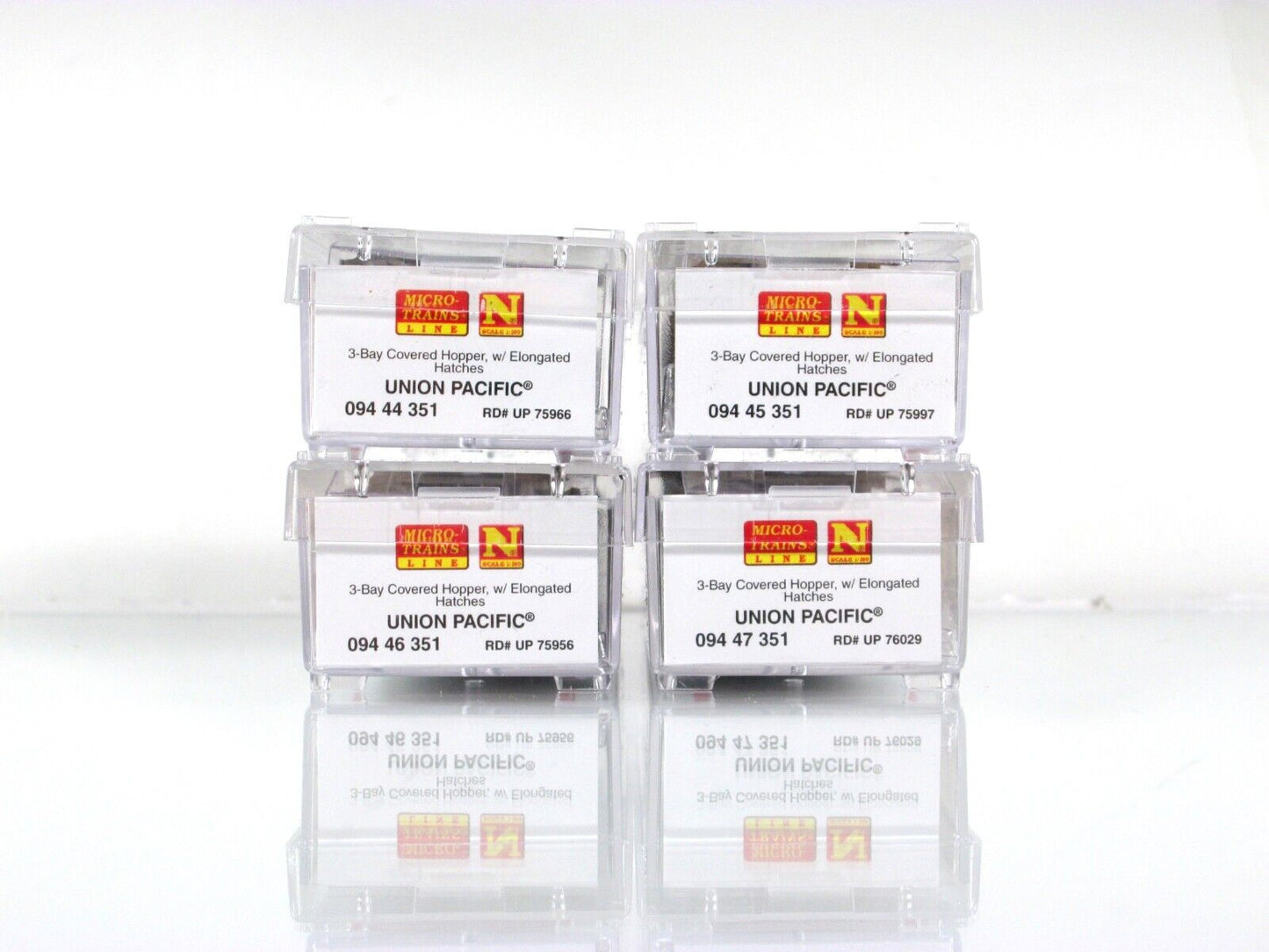 N Scale ***UNION PACIFIC*** Weathered Hopper 4-Pack Set -- Micro Trains 98305052