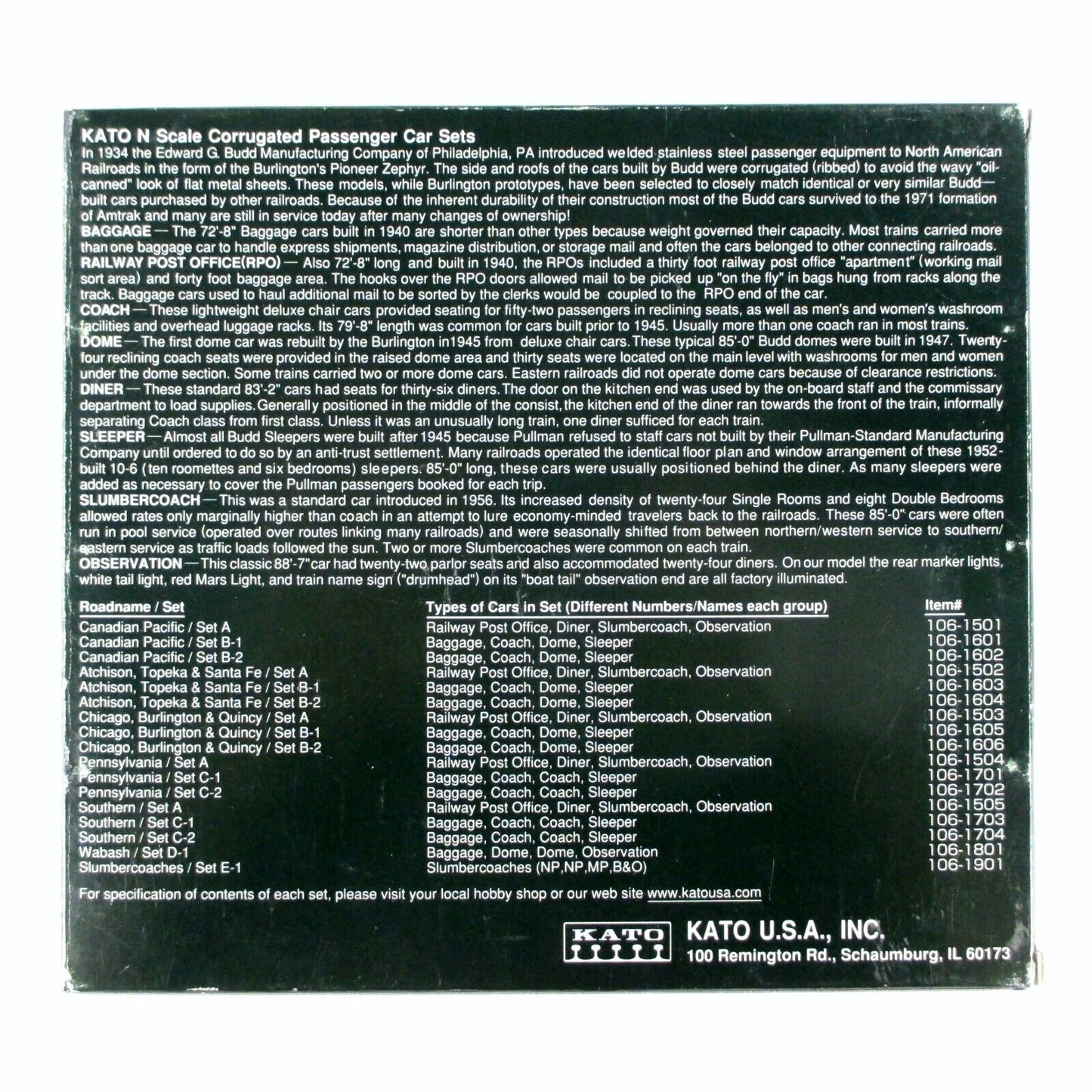 N Scale ***PENNSYLVANIA*** Corrugated Passenger Car 4-Pack Set C - Kato 106-1701