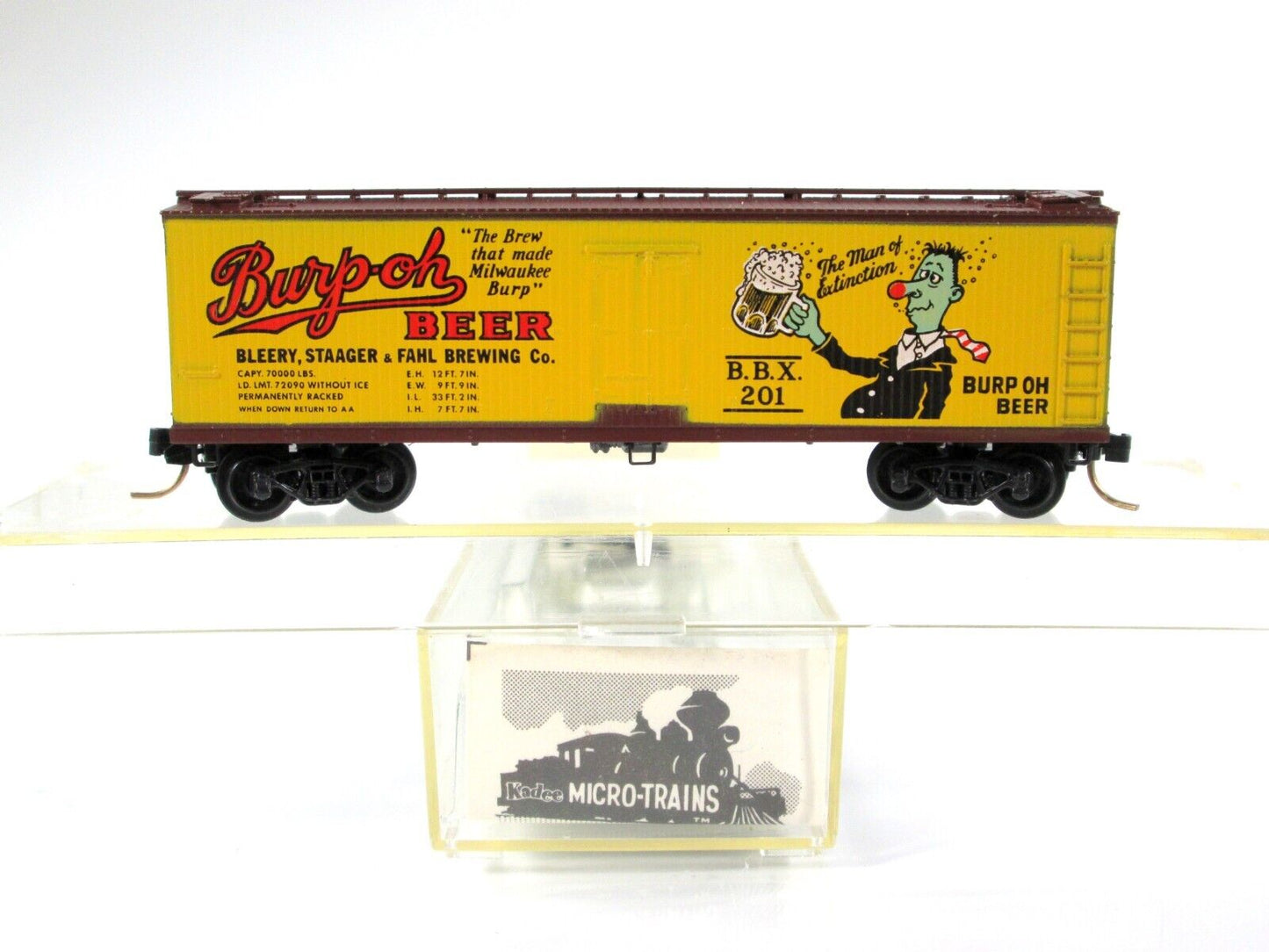 N Scale BURP-OH BEER 40' Wood Ice Reefer -- BBX 201 --- Kadee Micro Trains 47100