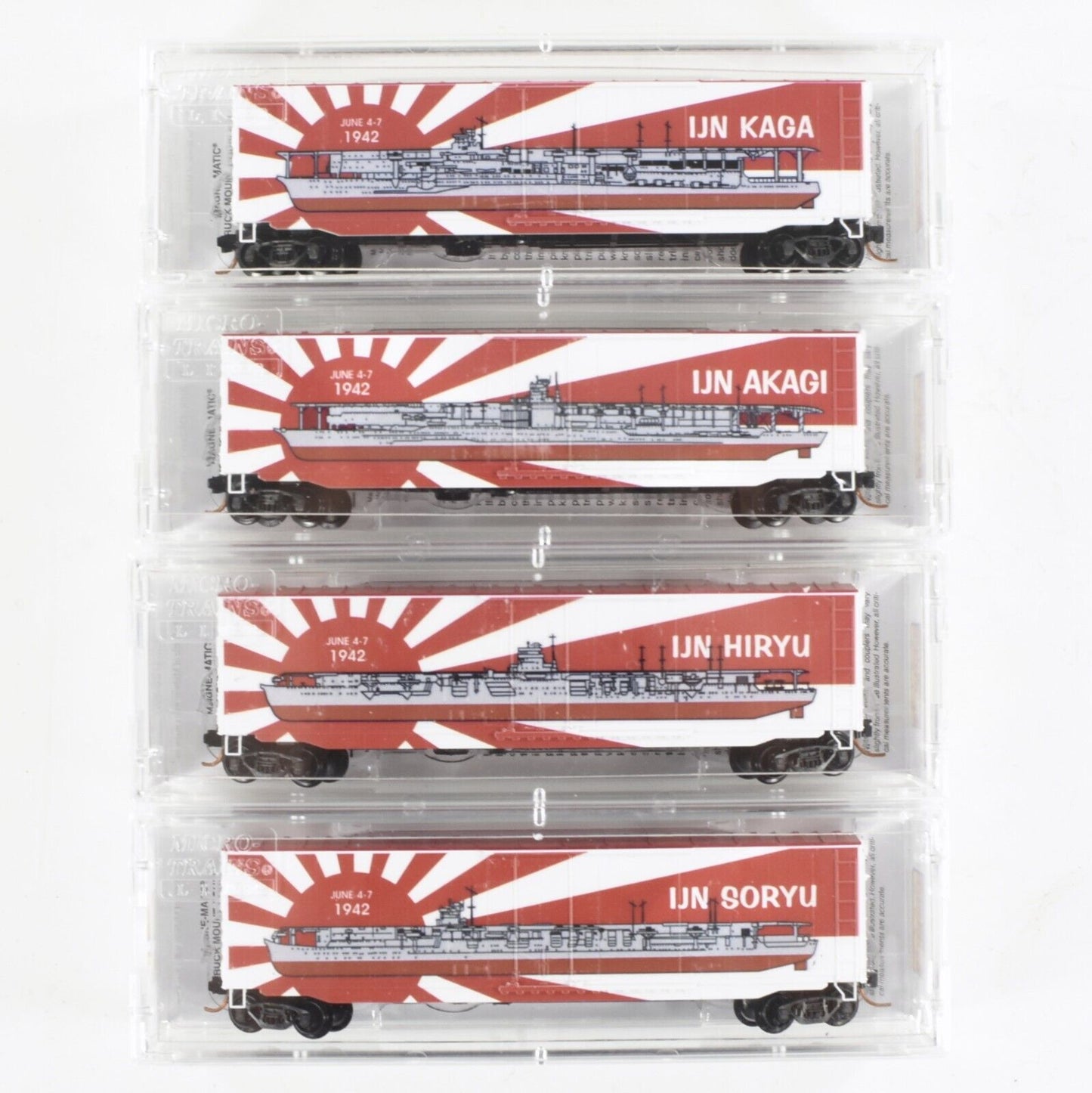 N Scale ***BATTLE of MIDWAY*** WWII Aircraft Carrier 7-Box Car Set -Micro Trains