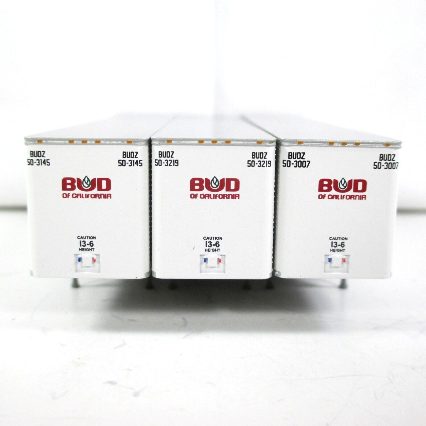 N Scale ***BUD of CALIFORNIA*** 40' Trailer Van 3-Pack Set - Trainworx 40254