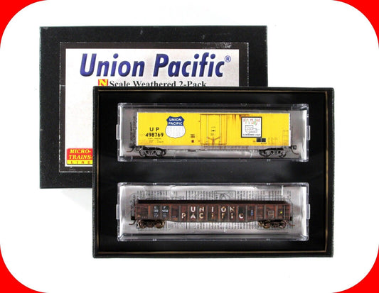 N Scale **UNION PACIFIC** Weathered Box Car & Gondola - Micro Trains 99305480