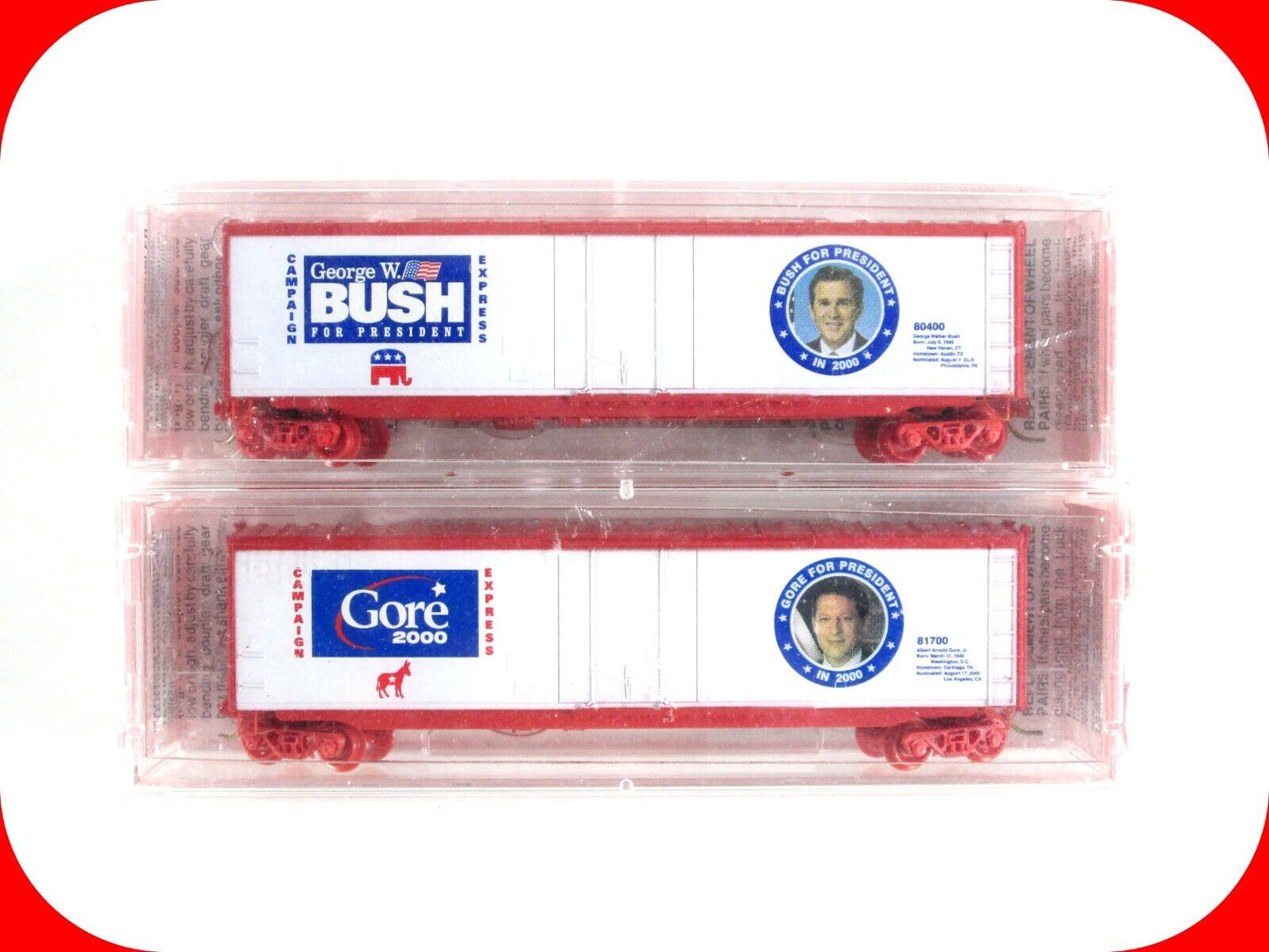 N Scale **BUSH GORE CAMPAIGN EXPRESS** Box Car Set - Micro Trains Special **RARE