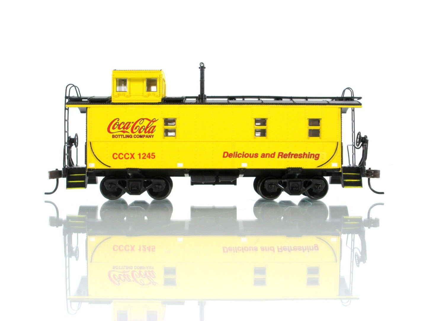 HO Scale ***COCA COLA*** Yellow Steel Cupola Caboose, CCCX 1245 --- Athearn 8360