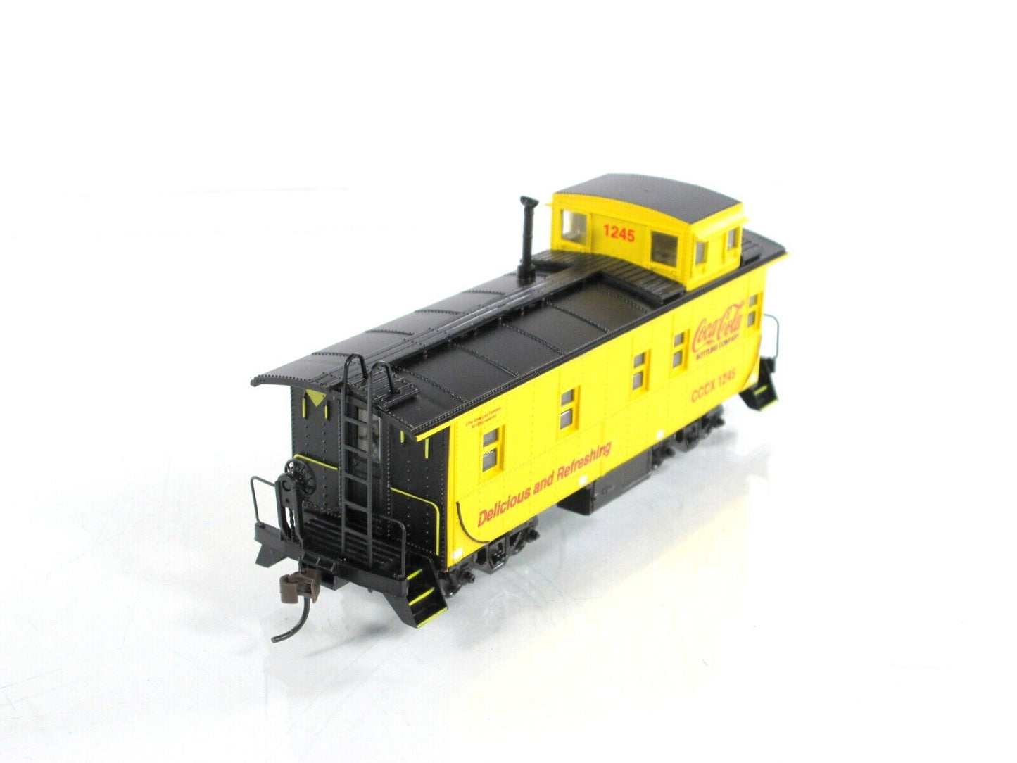 HO Scale ***COCA COLA*** Yellow Steel Cupola Caboose, CCCX 1245 --- Athearn 8360