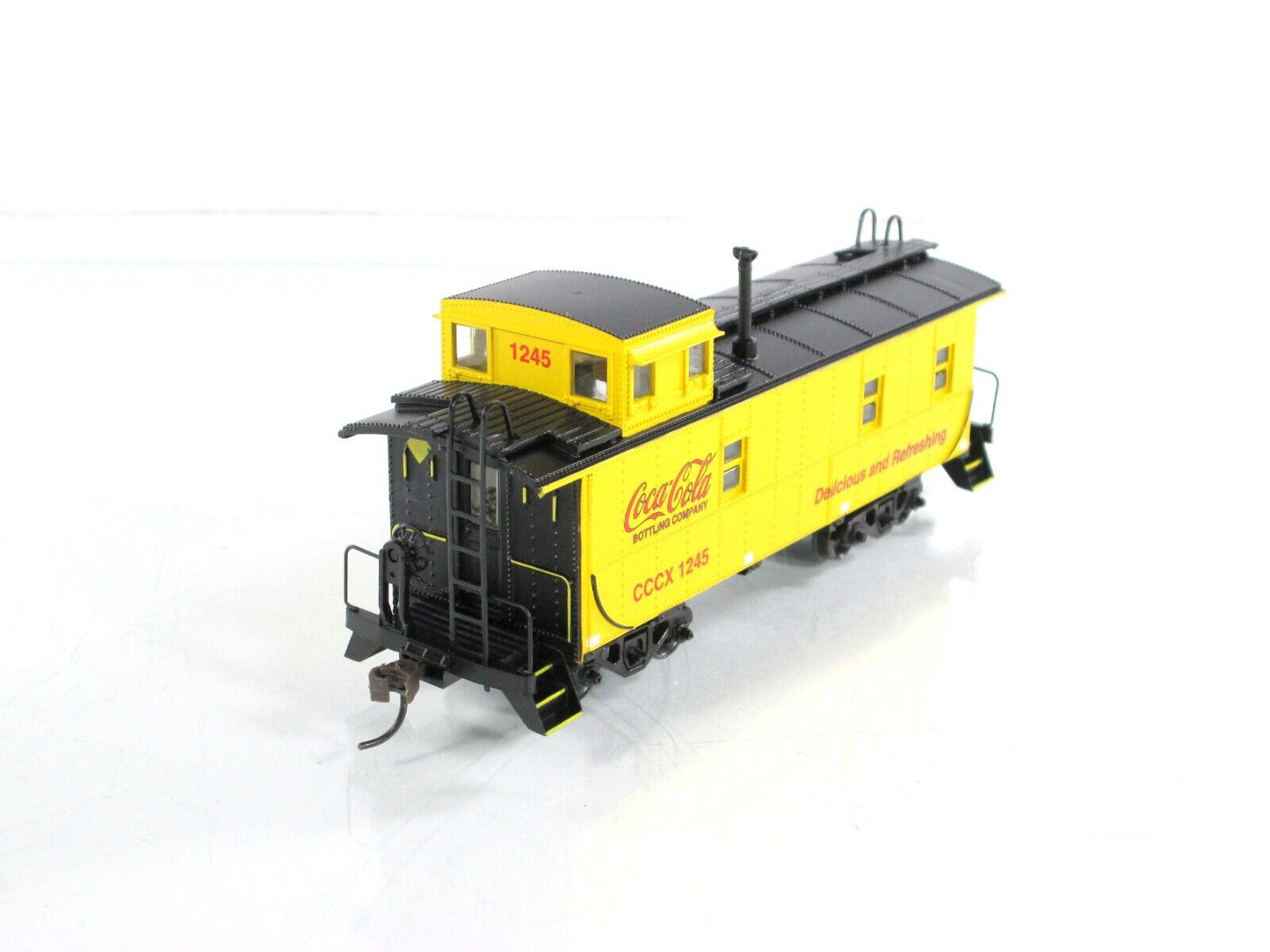 HO Scale ***COCA COLA*** Yellow Steel Cupola Caboose, CCCX 1245 --- Athearn 8360