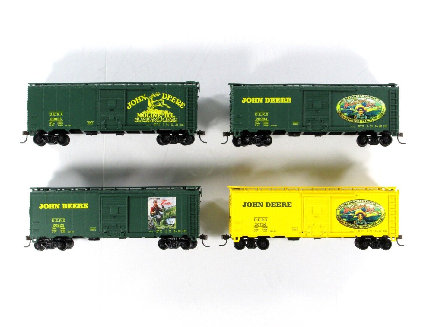 HO Scale **JOHN DEERE** Box Car Set -Athearn 8170, 8172, 8173, 8175, Knuckle Cpl