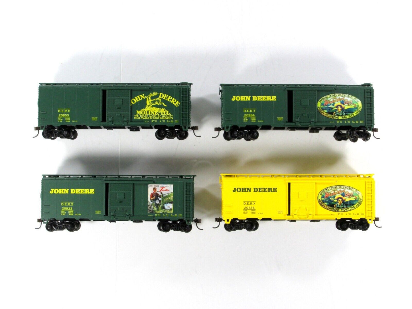 HO Scale **JOHN DEERE** Box Car Set -Athearn 8170, 8172, 8173, 8175, Knuckle Cpl