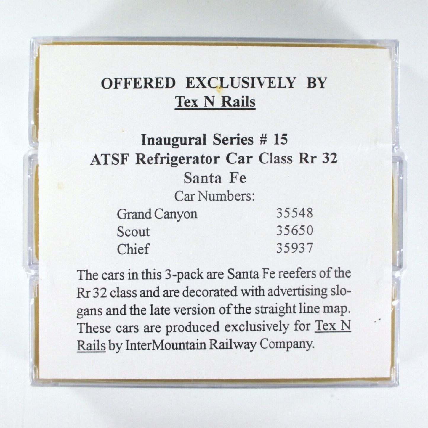 N Scale **ATSF Reefer** 3-Car Set - Intermountain / Tex-N-Rails Series 15 **RARE