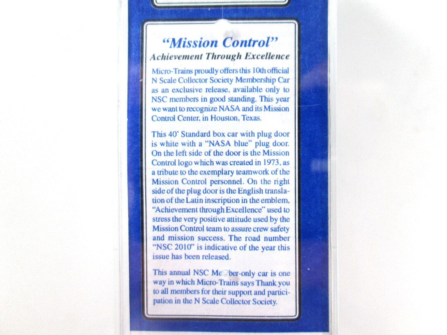 N Scale NASA *Mission Control* Achievement 40' Box Car - NSC 2010 - Micro Trains