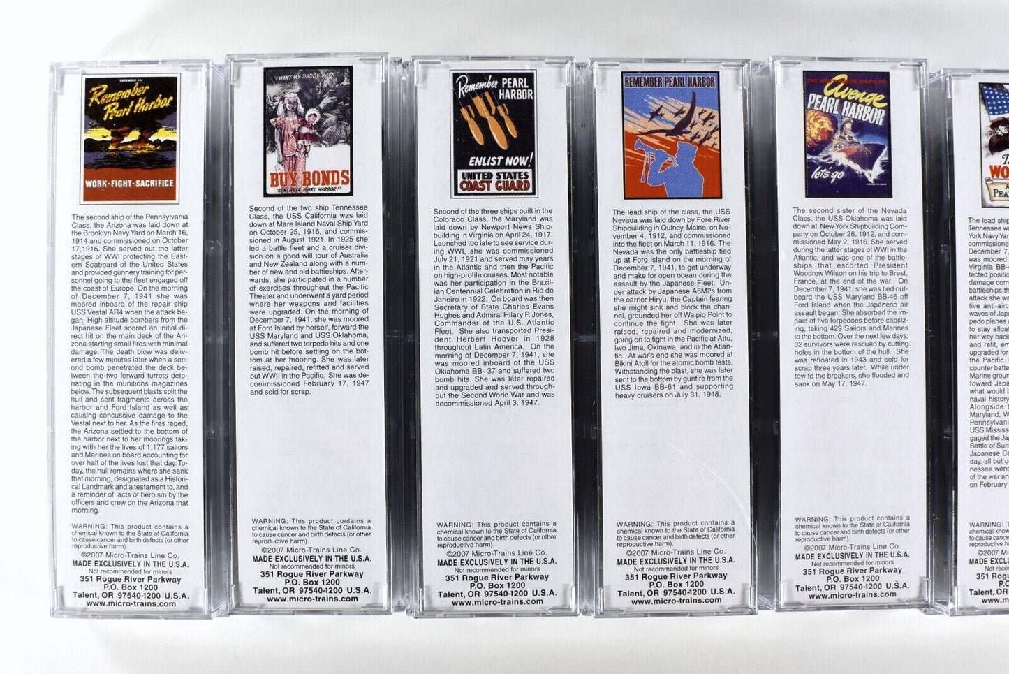 N Scale WWII **PEARL HARBOR BATTLESHIP ROW** 7-Car Set  -- Micro Trains 99321050