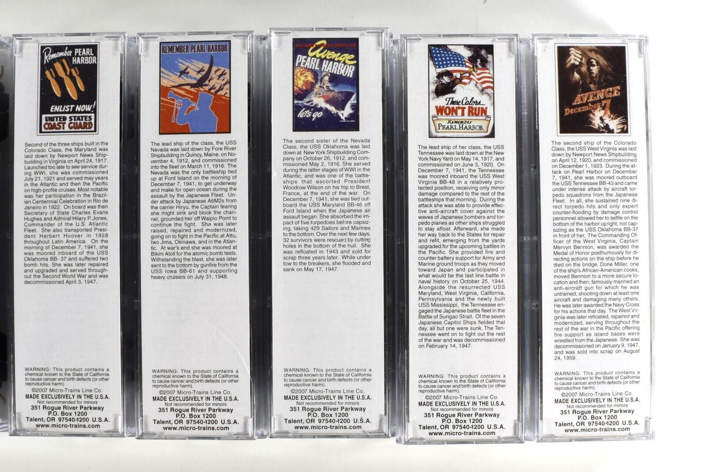 N Scale WWII **PEARL HARBOR BATTLESHIP ROW** 7-Car Set  -- Micro Trains 99321050
