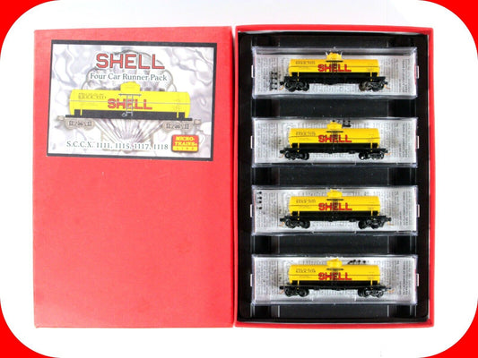 N Scale *SHELL* Tank Car Set SCCX 1111, 1115, 1117, 1118 - Micro Trains 99300007
