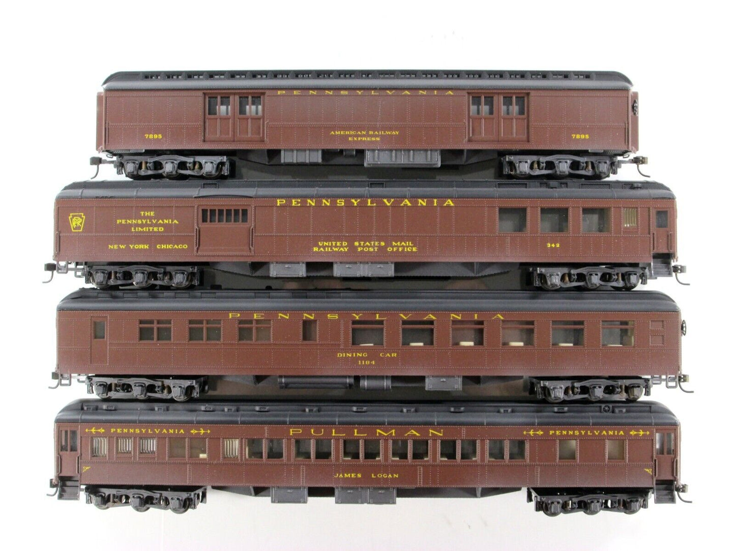HO Scale **PRR** 1920s Weathered Passenger Set A - Rivarossi 6916, Knuckle Cplrs