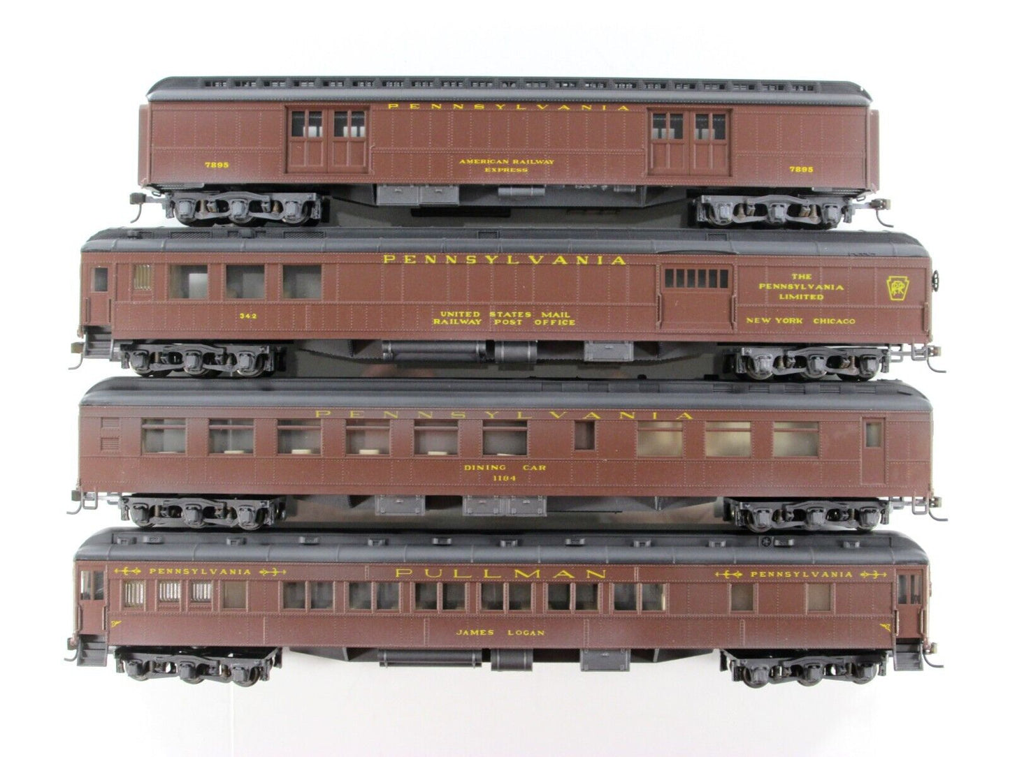 HO Scale **PRR** 1920s Weathered Passenger Set A - Rivarossi 6916, Knuckle Cplrs