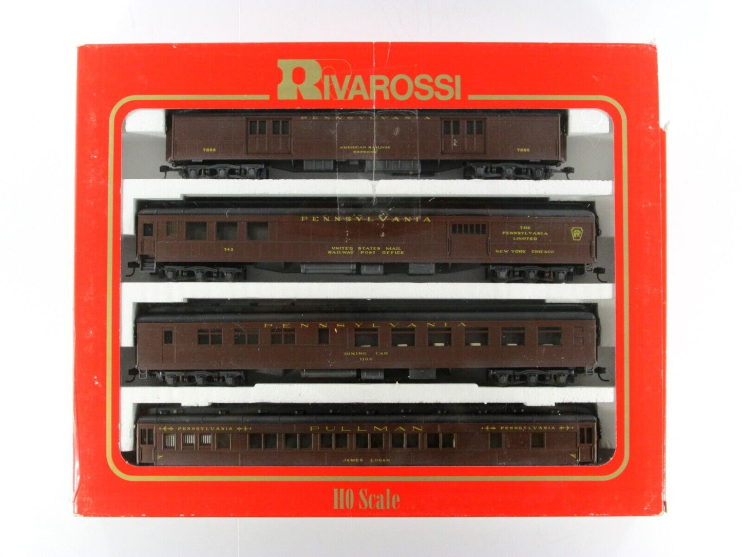 HO Scale **PRR** 1920s Weathered Passenger Set A - Rivarossi 6916, Knuckle Cplrs